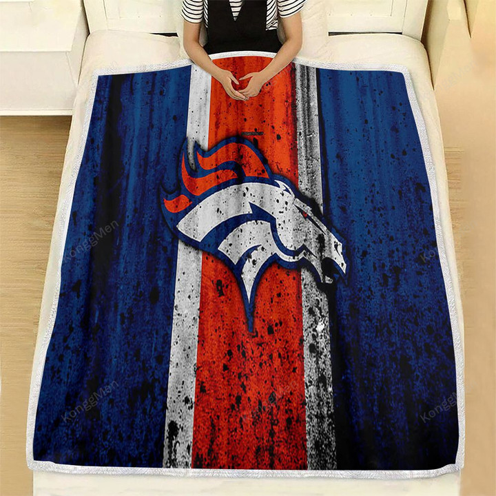 Denver Broncos Fleece Blanket - Grunge Nfl American Football Soft Blanket, Warm Blanket
