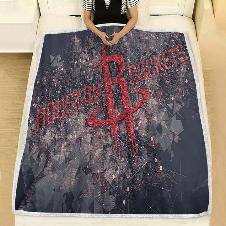 Houston Rockets Geometric Fleece Blanket - American Basketball Club Nba Soft Blanket, Warm Blanket