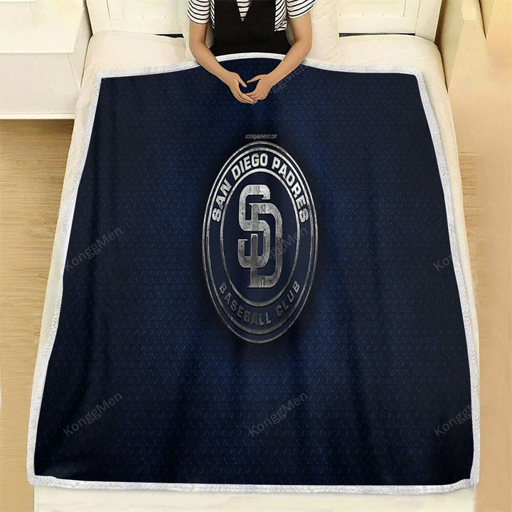 San Diego Padres Fleece Blanket - American Baseball Club Blue Metal Metal Soft Blanket, Warm Blanket