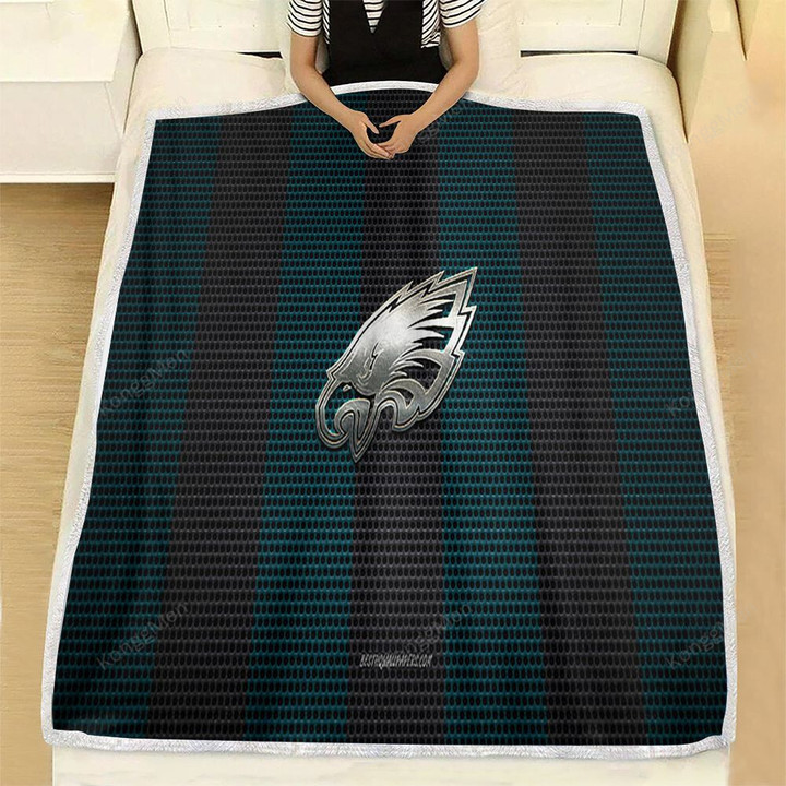 Philadelphia Eagles Fleece Blanket - American Football Club Metal Blue Black Metal Mesh  Soft Blanket, Warm Blanket