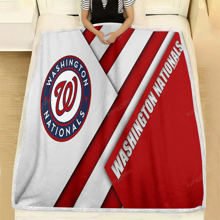 Washington Nationals Fleece Blanket - Mlb Red White Abstraction American Baseball Club  Soft Blanket, Warm Blanket