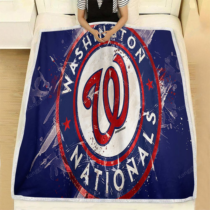 Washington Nationals Grunge American Baseball Club Fleece Blanket - Mlb Blue  Soft Blanket, Warm Blanket