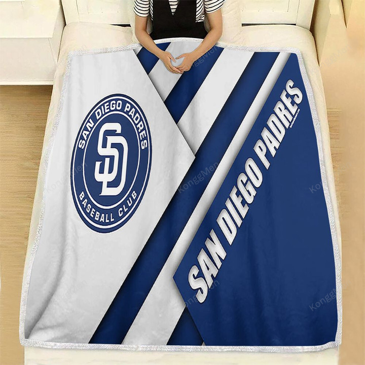 San Diego Padres Fleece Blanket - Mlb White Blue Abstraction Baseball Soft Blanket, Warm Blanket