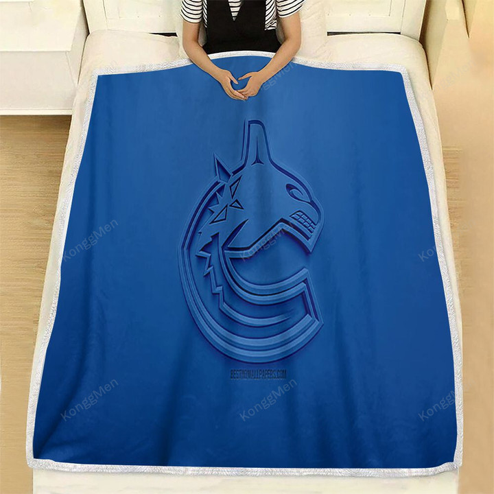 Vancouver Canucks Fleece Blanket - Canadian Hockey Club 3D Blue  Soft Blanket, Warm Blanket