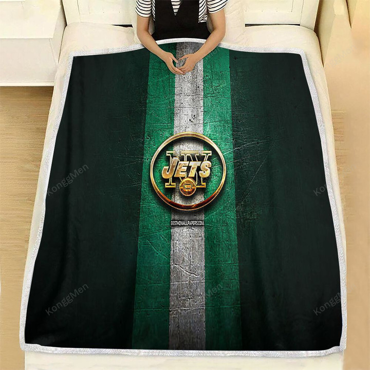 New York Jets Fleece Blanket - Golden Nfl Green Metal  Soft Blanket, Warm Blanket