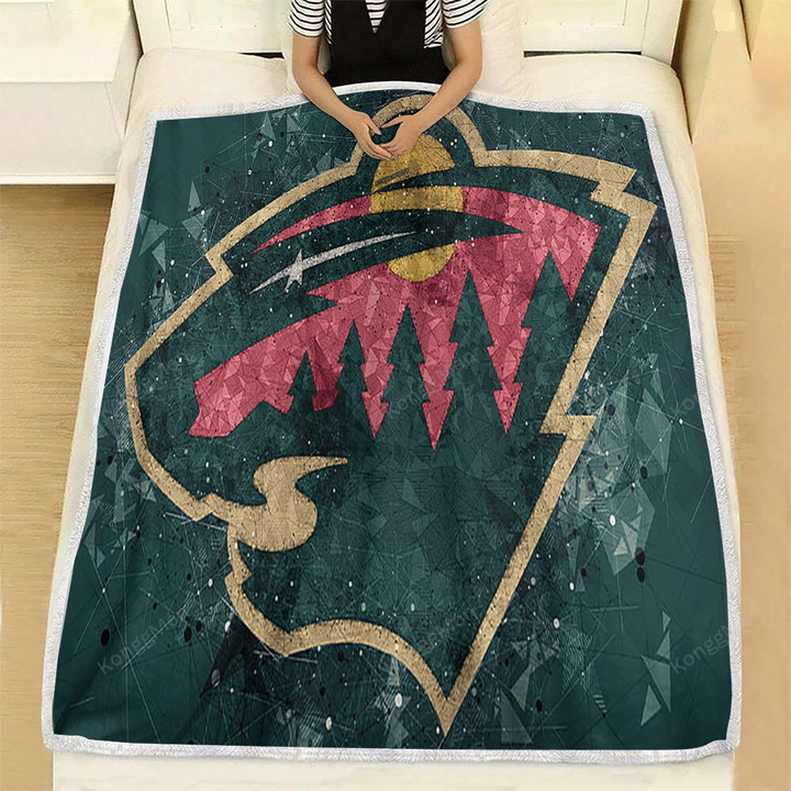 Minnesota Wild American Hockey Club Fleece Blanket - Geometric  Soft Blanket, Warm Blanket