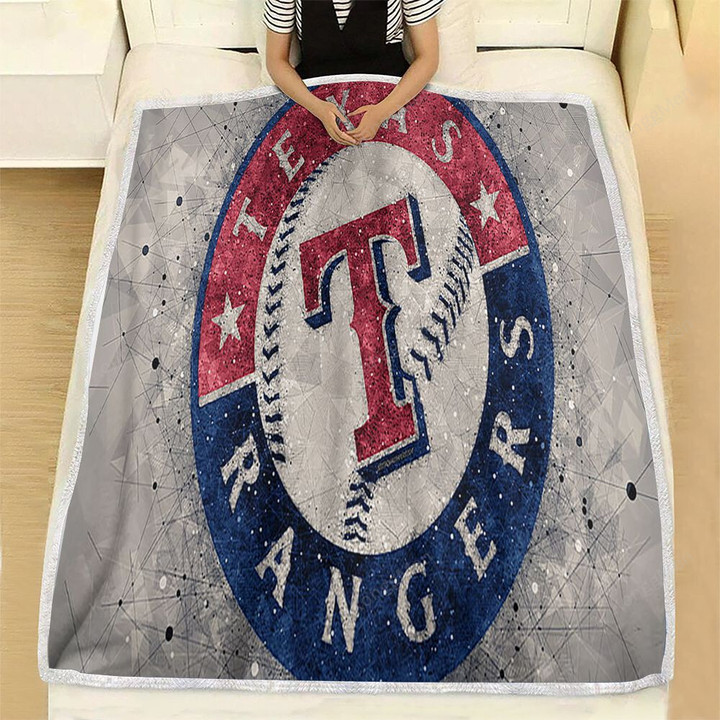Texas Rangers American Baseball Club Fleece Blanket - Geometric Gray Abstract  Soft Blanket, Warm Blanket