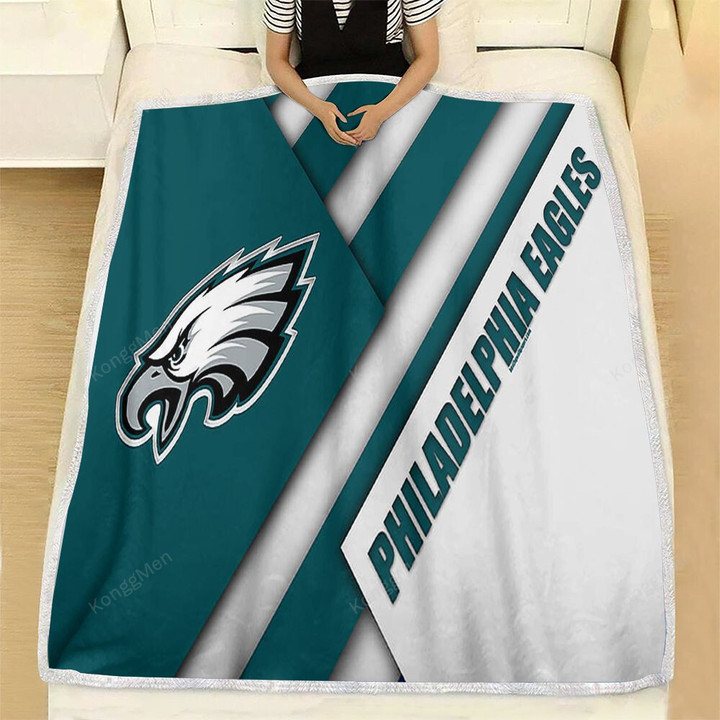 Philadelphia Eagles Fleece Blanket - Nfc East Nfl Green White Abstraction Soft Blanket, Warm Blanket