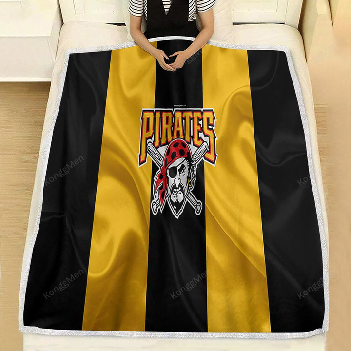 Pittsburgh Pirates Fleece Blanket - Silk American Baseball Club Yellow Black Flag Soft Blanket, Warm Blanket
