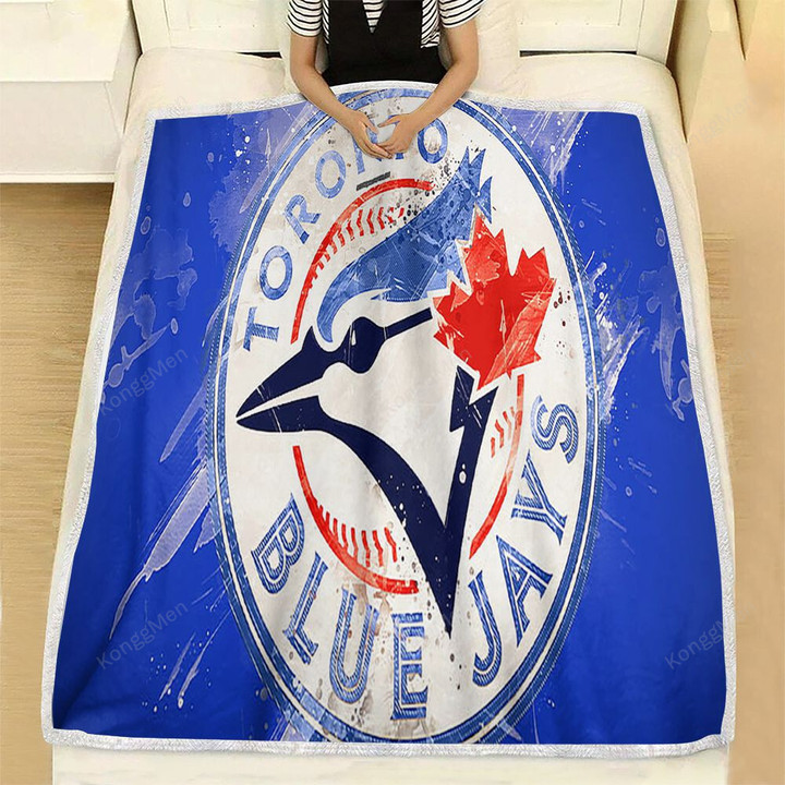 Toronto Blue Jays Grunge  Fleece Blanket - Canadian Baseball Club Mlb Green  Soft Blanket, Warm Blanket