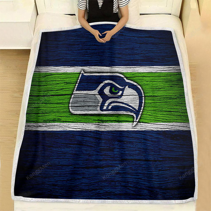 Seattle Seahawks Wooden  Fleece Blanket - Nfl American Football Nfc Soft Blanket, Warm Blanket
