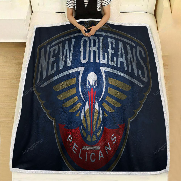 New Orleans Pelicans Fleece Blanket - American Basketball Team Blue Stone New Orleans Pelicans Soft Blanket, Warm Blanket