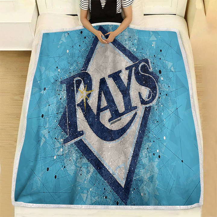 Tampa Bay Rays American Baseball Club Fleece Blanket - Geometric Blue Abstract  Soft Blanket, Warm Blanket