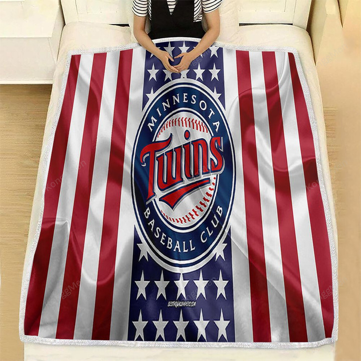 Minnesota Twins Fleece Blanket - Silk American Flag Soft Blanket, Warm Blanket