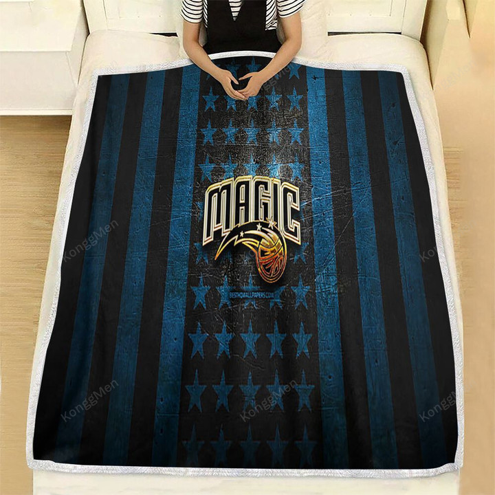 Orlando Magic Flag Fleece Blanket - Nba Blue Black Metal American Basketball Club Soft Blanket, Warm Blanket