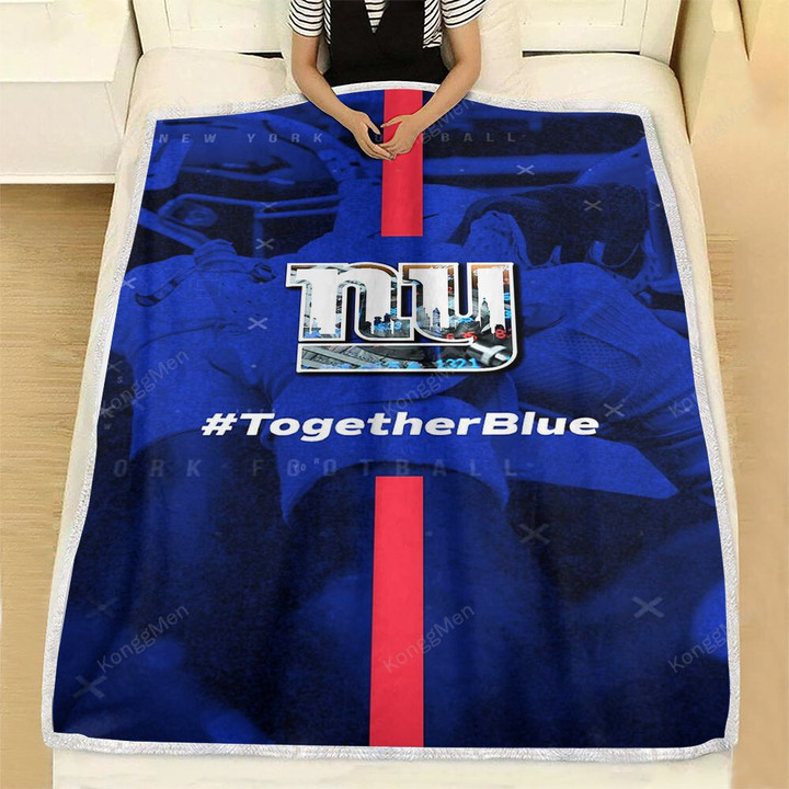 New York Giants Fleece Blanket - Big Blue Gmen Slogan Soft Blanket, Warm Blanket