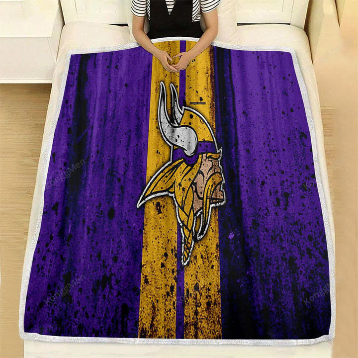 Minnesota Vikings Fleece Blanket - Grunge Nfl American Football Soft Blanket, Warm Blanket