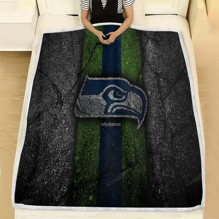 Seattle Seahawks Fleece Blanket - Black Stone Nfl Nfc Soft Blanket, Warm Blanket