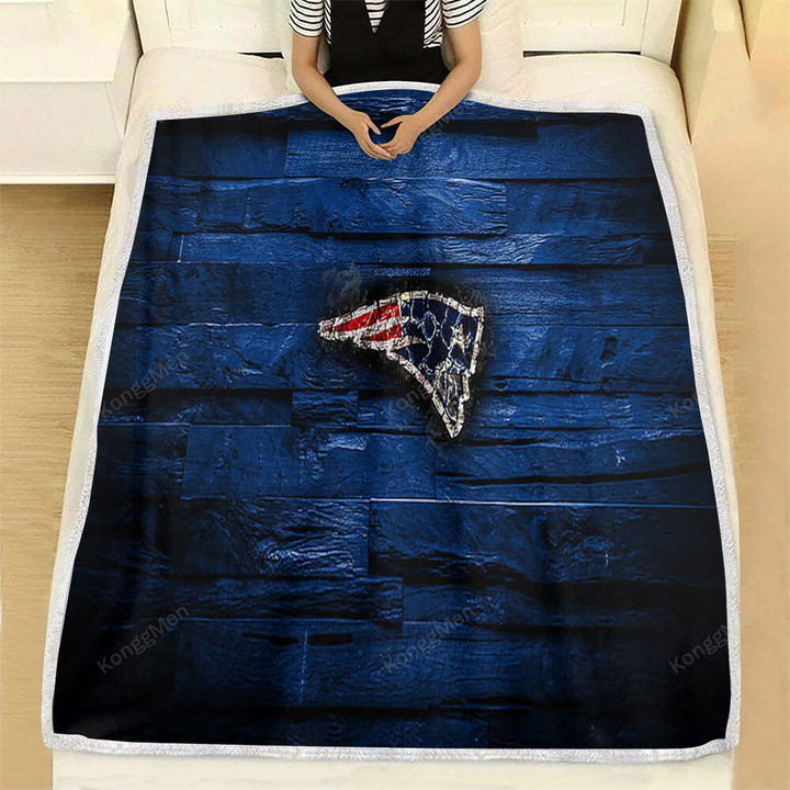 New England Patriots Fleece Blanket - Nfl Blue Wooden American Baseball Team Soft Blanket, Warm Blanket