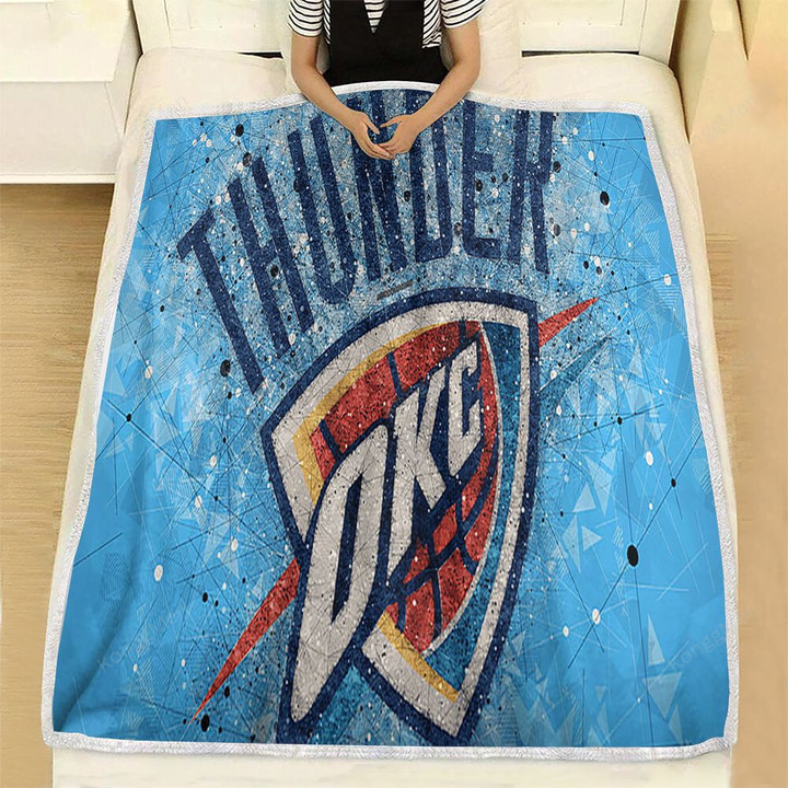 Oklahoma City Thunder Geometric Fleece Blanket - American Basketball Club Nba Soft Blanket, Warm Blanket