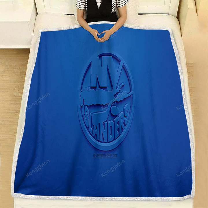 New York Islanders Fleece Blanket - American Hockey Club 3D Blue  Soft Blanket, Warm Blanket