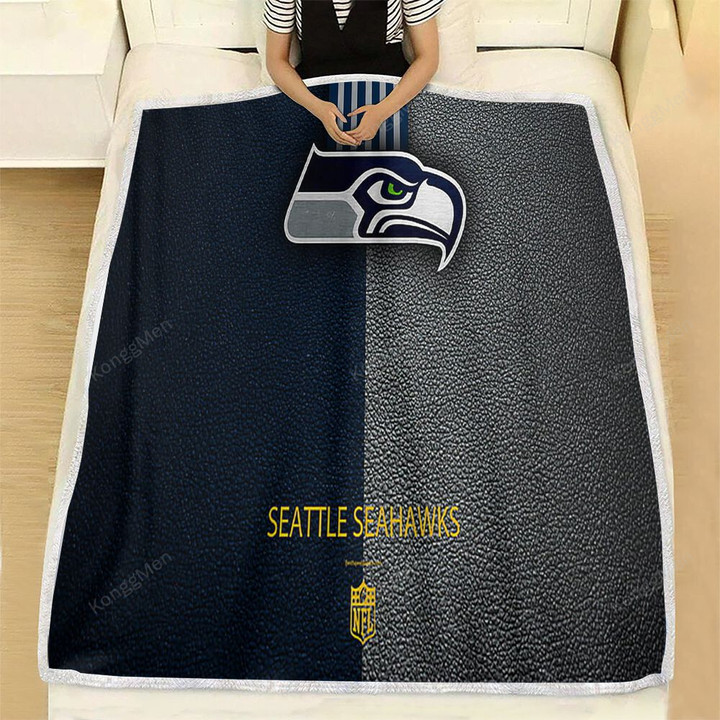 Seattle Seahawks American Football Fleece Blanket - Leather Seattle Washington Soft Blanket, Warm Blanket
