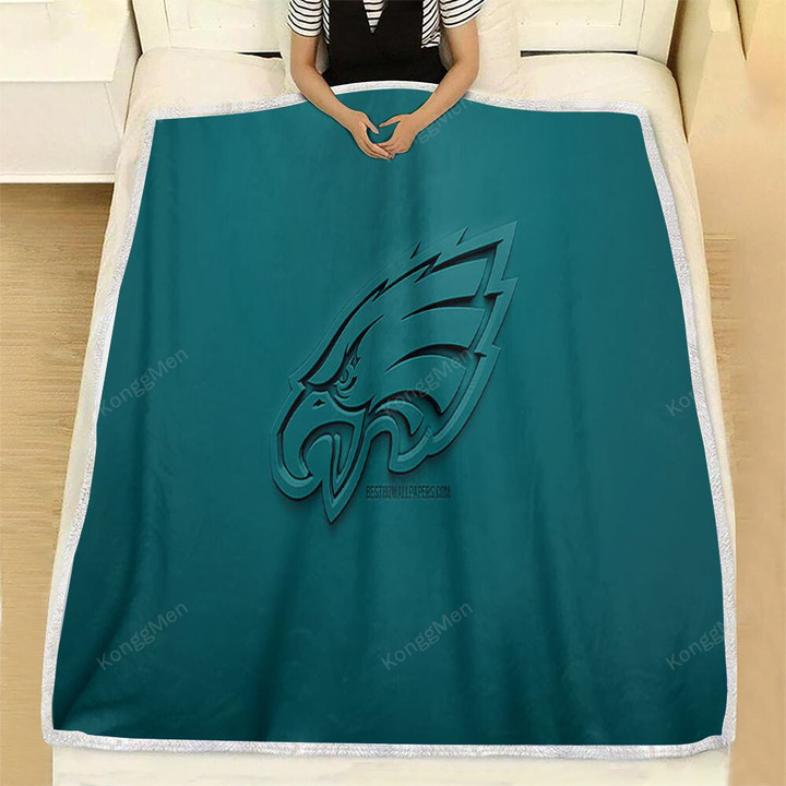 Philadelphia Eagles Fleece Blanket - American Football Club 3D Blue  Soft Blanket, Warm Blanket