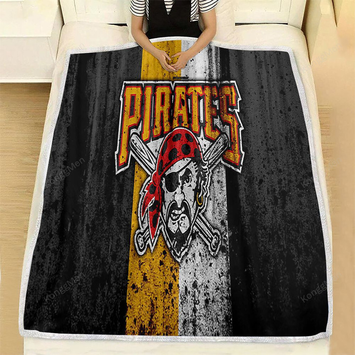 Pittsburgh Pirates Fleece Blanket - Grunge Baseball Club Mlb Soft Blanket, Warm Blanket