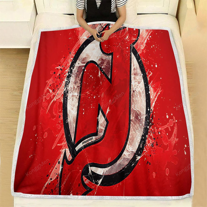 New Jersey Devils Grunge  Fleece Blanket - American Hockey Club Red  Soft Blanket, Warm Blanket