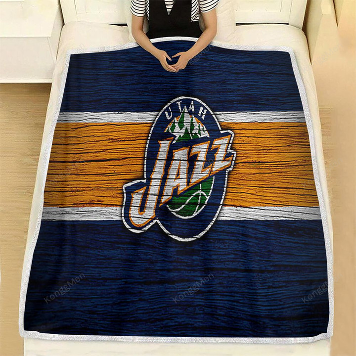 Utah Jazz Fleece Blanket - Nba Wooden Basketball Soft Blanket, Warm Blanket