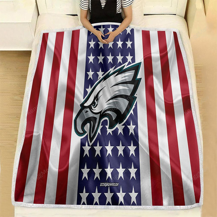 Philadelphia Eagles Fleece Blanket - Silk American Flag Soft Blanket, Warm Blanket