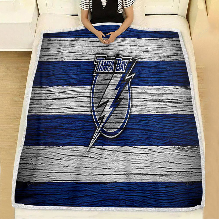 Nhl Tampa Bay Lightning Fleece Blanket - Blue And White Striped Basketball Sports  Soft Blanket, Warm Blanket