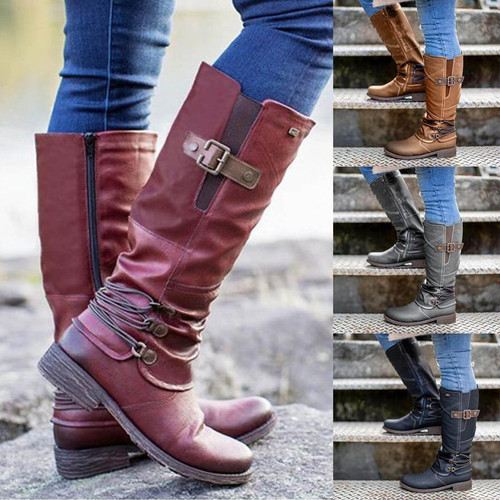 [#1 TRENDING WINTER 2022] Women's Vintage Leather Zipper High Snow Boots