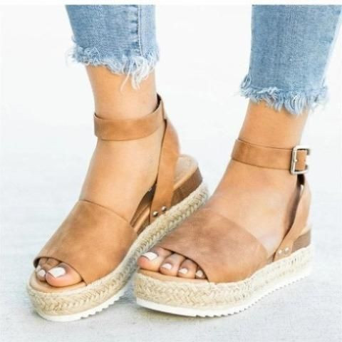 Women Open Toe Ankle Strap Espadrille Sandals - Lightweight Wedge Platform Sandal Shoes Summer 2020