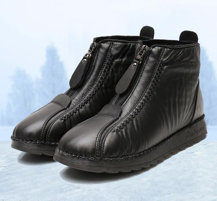 [New arrivals 2022] Leather Waterproof Soft Leather Winter Warm Boots