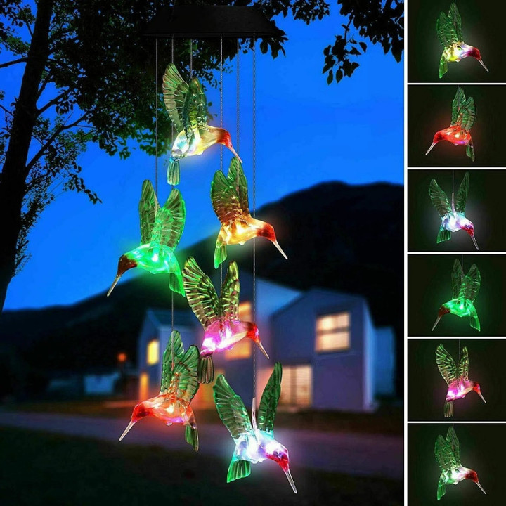 Solar - Powered Dangling Hummingbird Lights