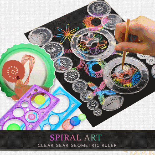 🎅Christmas Hot Sale 50% OFF🎄 - Spiral Art Clear Gear Geometric Ruler(22PCS)