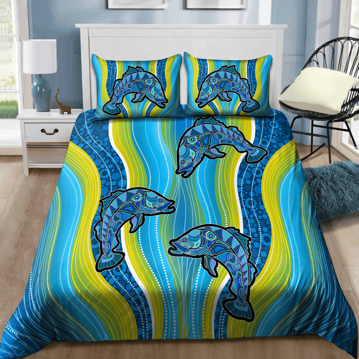 Aboriginal Fishing Blue River Painting art Bedding Set - Amaze Style�?�