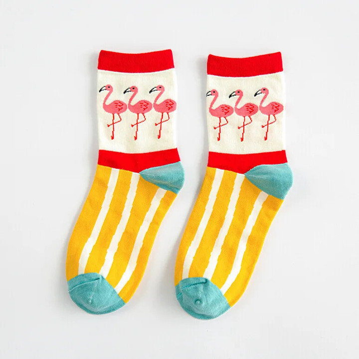 Fashion lady funny flamingo socks