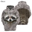 Animals Raccoon Hoodie - Front and Back 3D Graphic Design