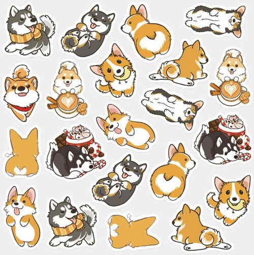 Cute Husky Corgi Pet Dog Bullet Decorative Magazine Washi Stickers