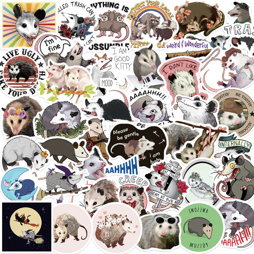 50Pcs Cartoon Opossum Stickers
