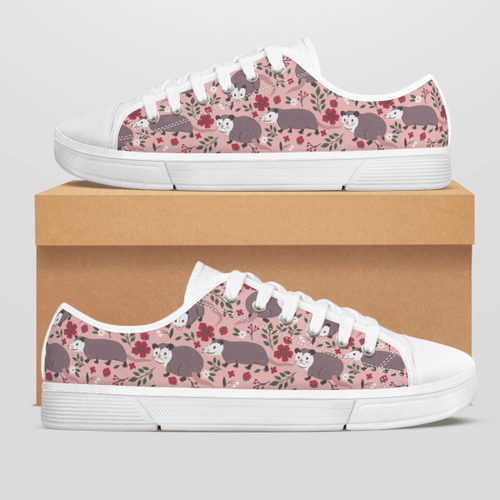 Opossum and Flower - Low Top Shoes