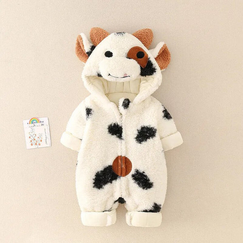 SnuggleBuddy Cow - Cozy Winter Romper for Kids