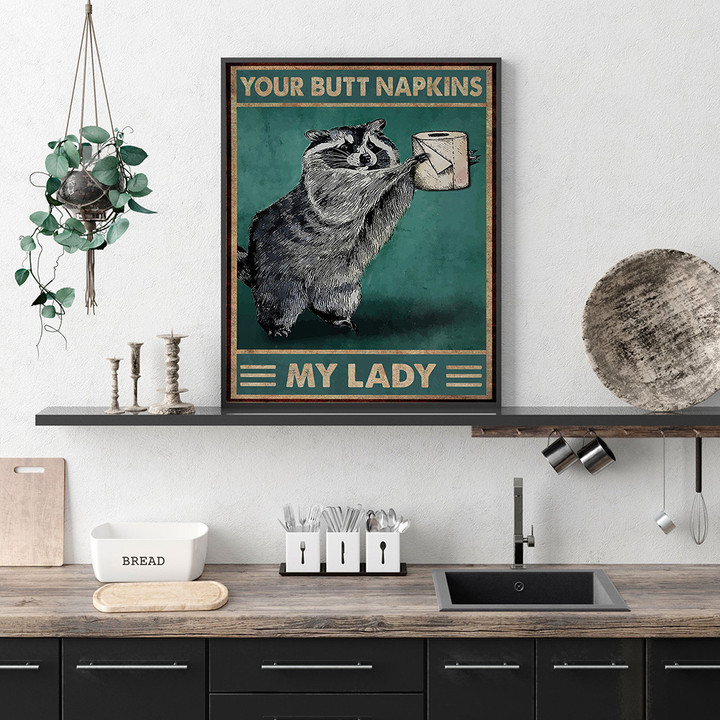 Funny Raccoon Toilet Paper Poster Print