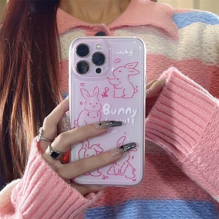 Funny Bunny Phone Case - Simple Line Design