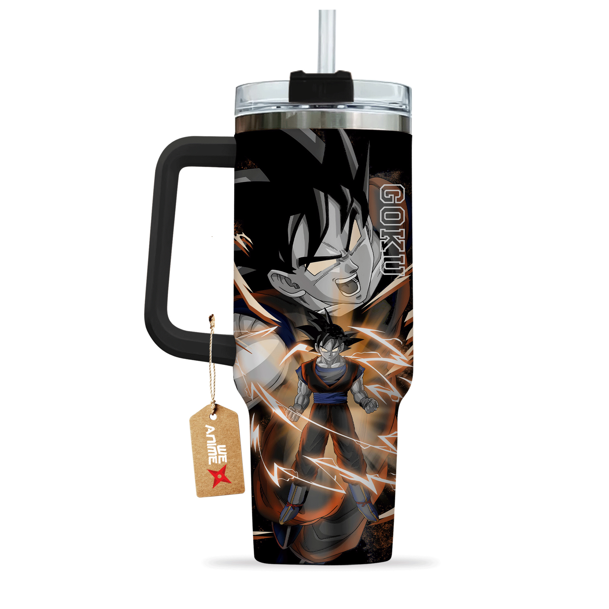 Goku 40oz Travel Tumbler Personalized With Handle Custom Anime Cup - Wexanime