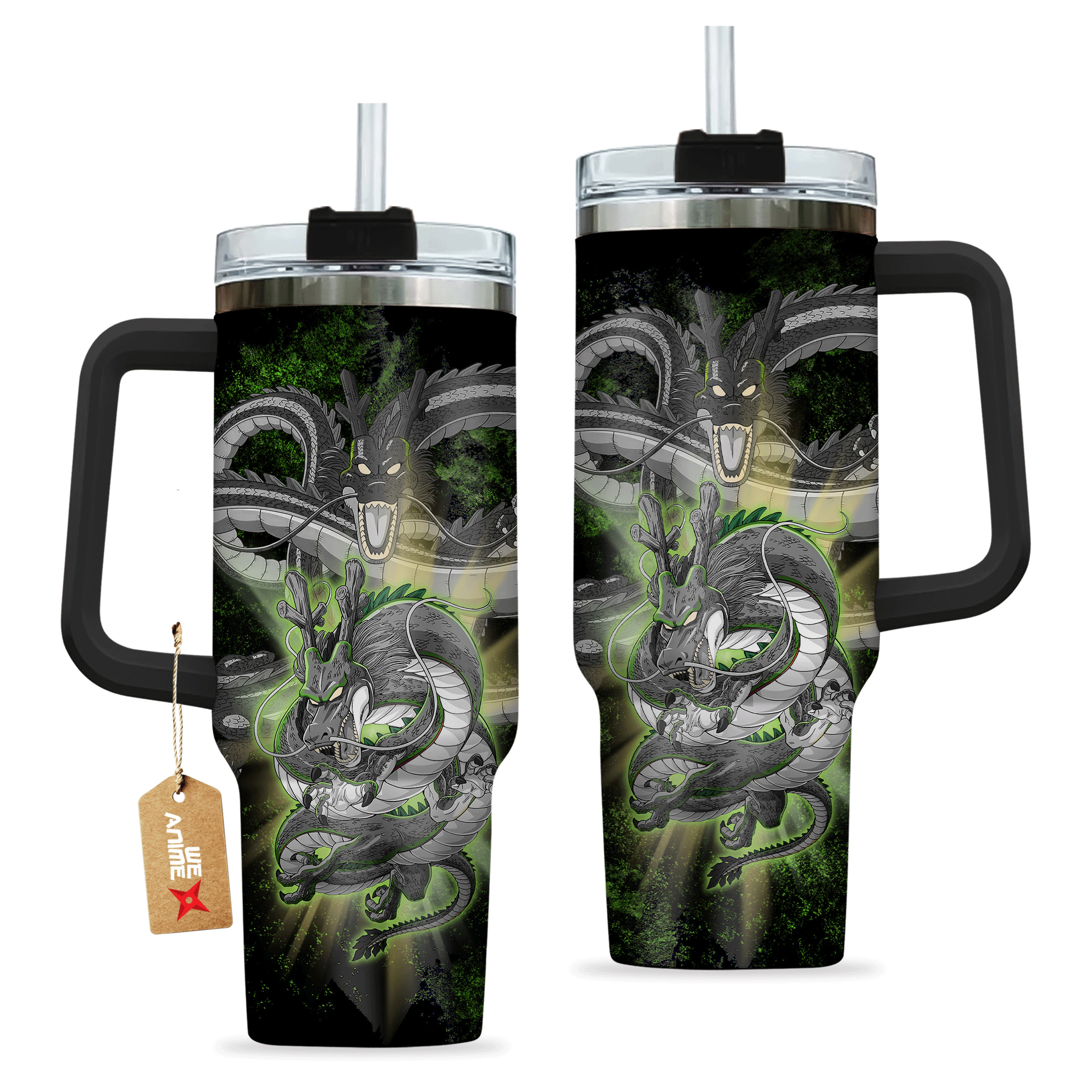 Shenron 40oz Travel Tumbler Personalized With Handle Custom Anime Cup - Wexanime