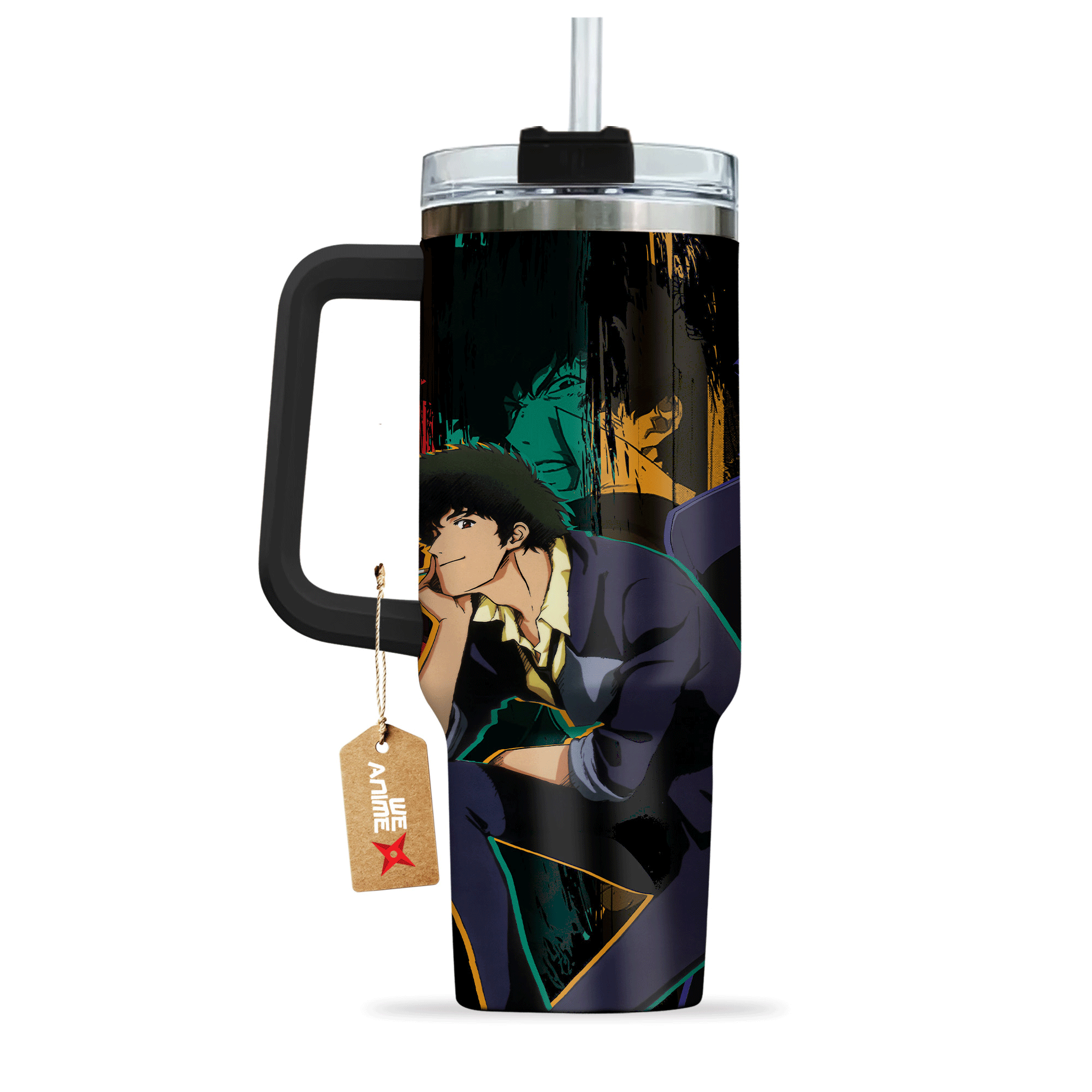 Spike Spiegel 40oz Travel Tumbler With Handle Personalized Anime Accessories - Wexanime
