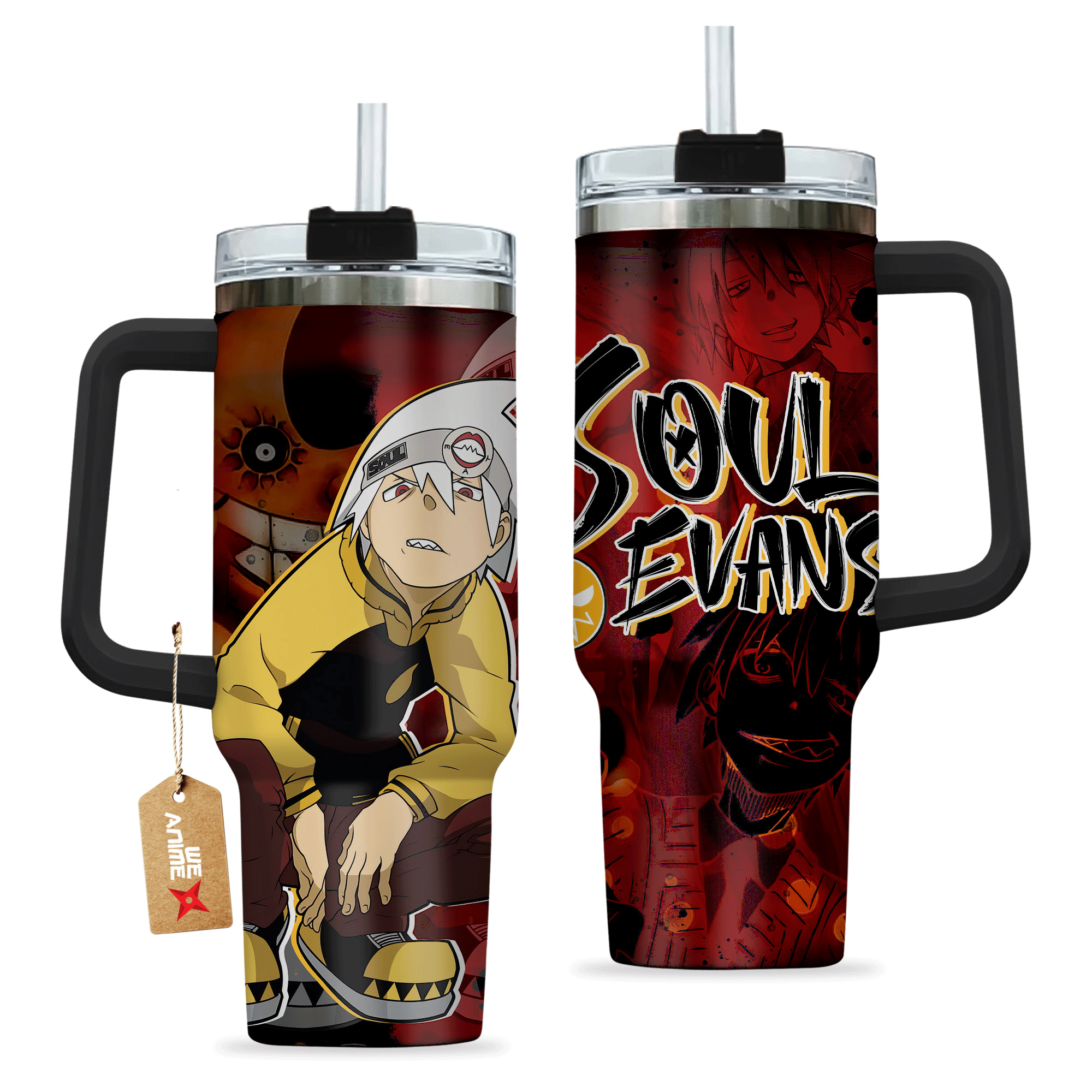 Soul Evans 40oz Travel Tumbler With Handle Custom Anime Accessories - Wexanime
